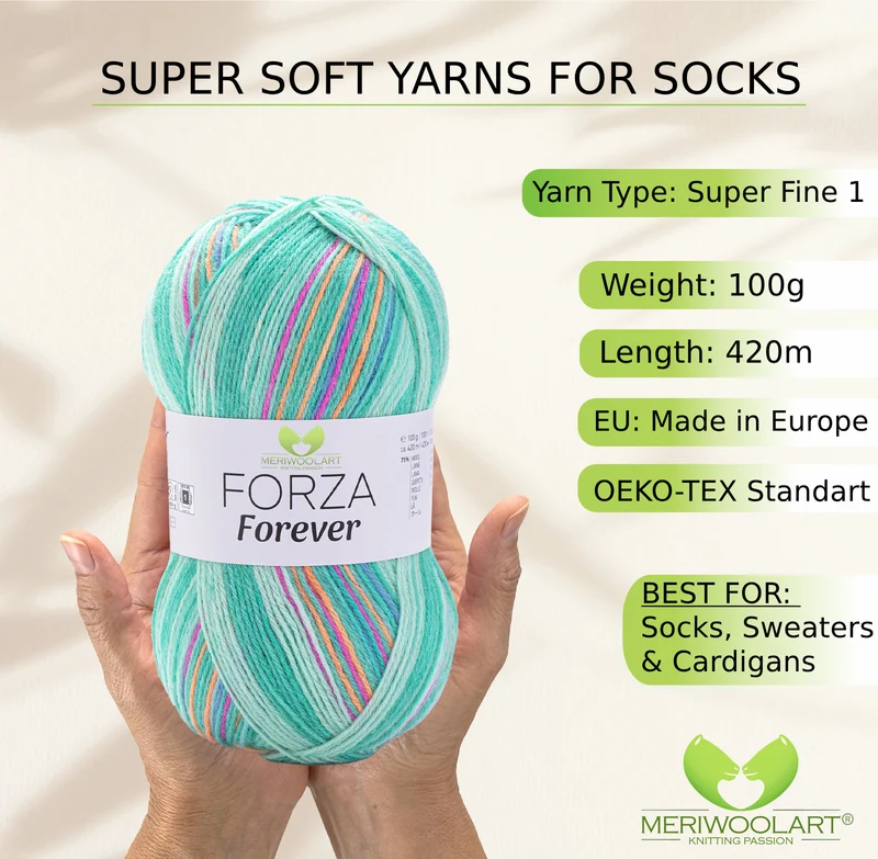 FORZA FOREVER 2708 WOOL SOCK YARN 100g 420