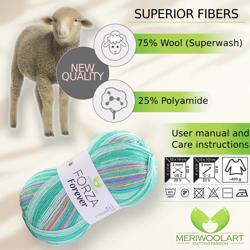FORZA FOREVER 2708 WOOL SOCK YARN 100g 420