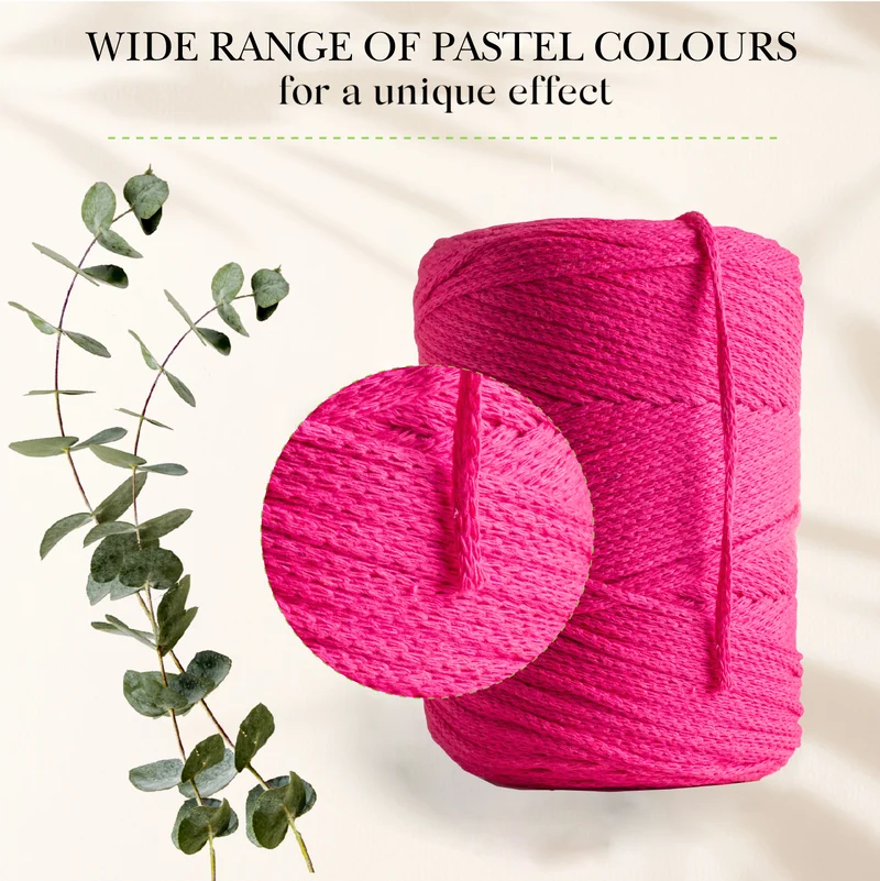 Neon Pink Macramé Cotton 2mm 250m