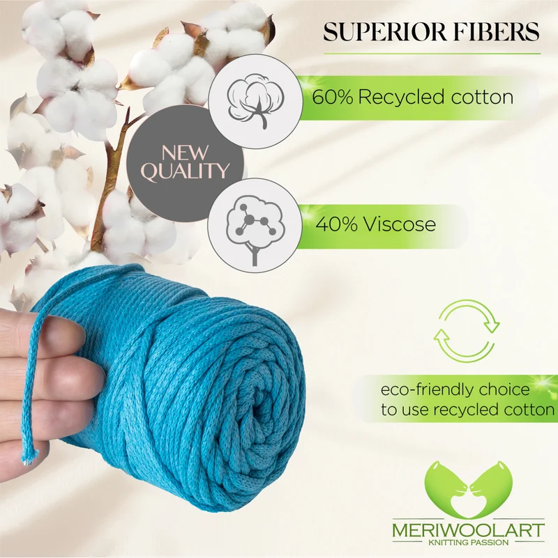 Turquoise Blue Macramé Cord 4mm 85m