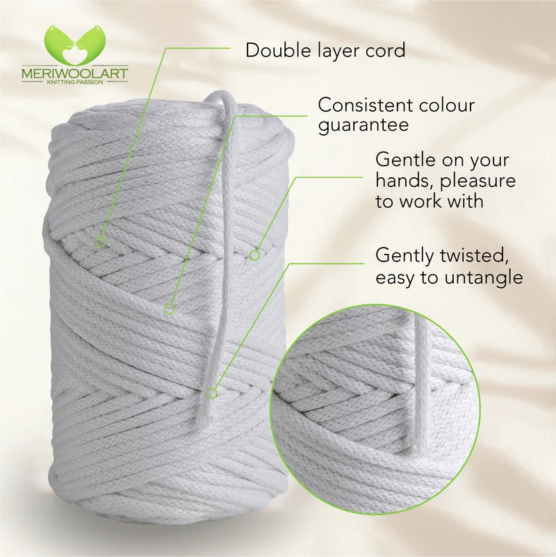 White Macramé Cord 4mm 85m