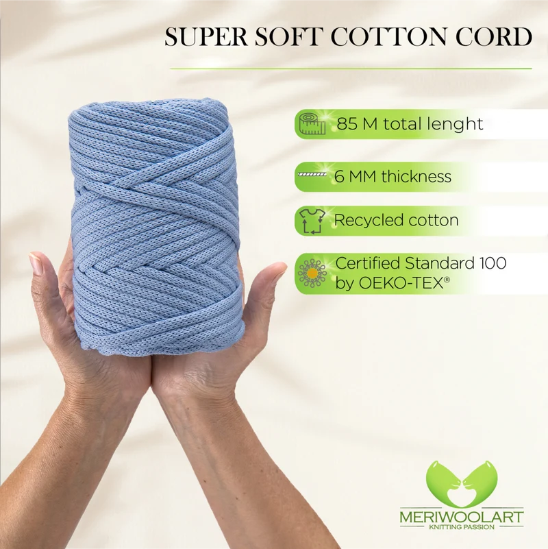 Baby Blue Macramé Cord 6mm 85m