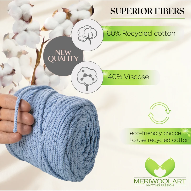 Baby Blue Macramé Cord 6mm 85m