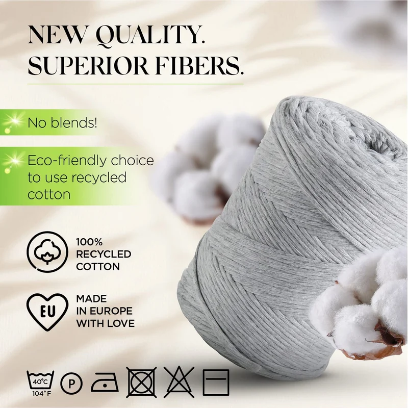 Light Gray Single Twisted Macramé 3mm 200m