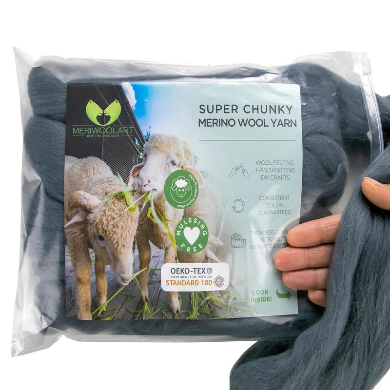 DARK GREEN CHUNKY MERINO WOOL 2 CM, 23 MICRON