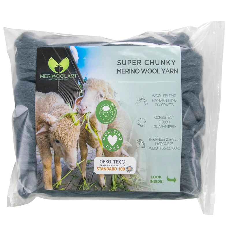 DARK GREEN CHUNKY MERINO WOOL 2 CM, 23 MICRON