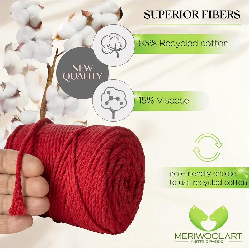 RED MACRAMÉ ROPE 4 MM, 75 M