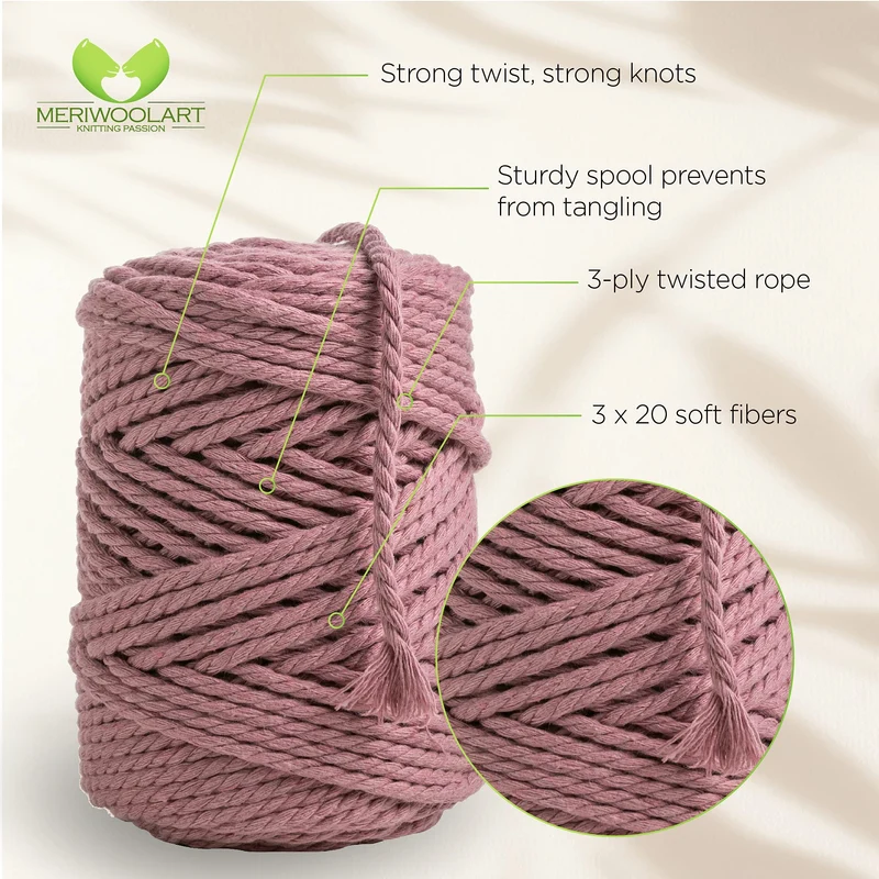 PLUM MACRAMÉ ROPE 4 MM, 75 M