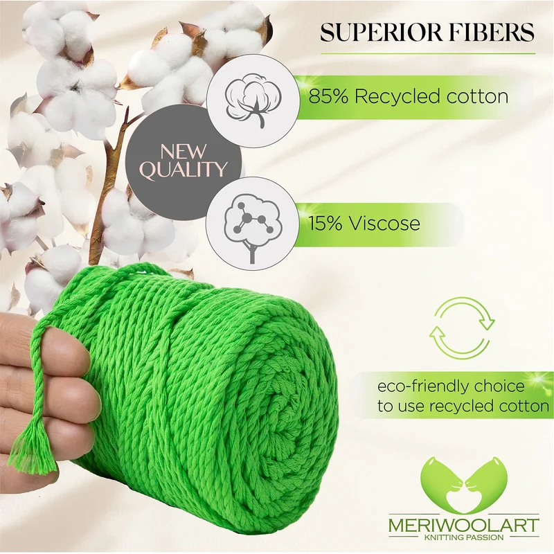 NEON GREEN MACRAMÉ ROPE 4 MM, 75 M