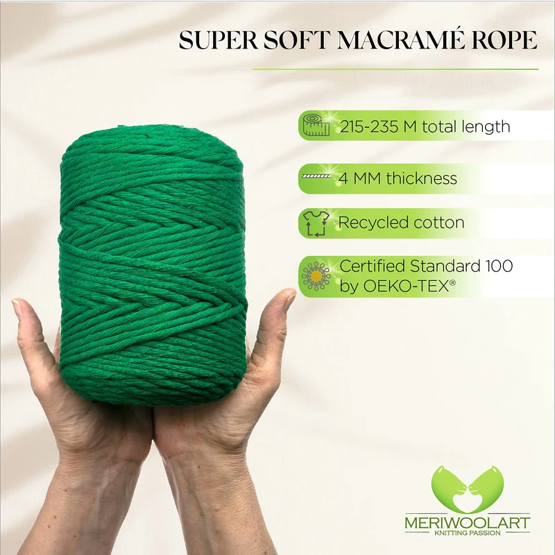 Green Single Twisted Macramé 4mm 225m