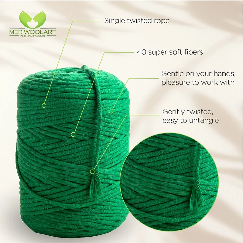 Green Single Twisted Macramé 4mm 225m