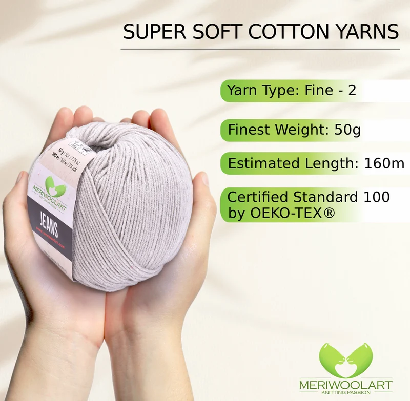 JEANS Light Gray Cotton YARN 50g 160m
