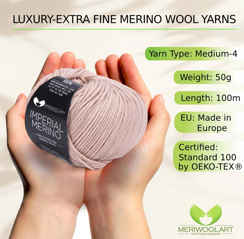 IMPERIAL Cappuccino MERINO WOOL YARNS 50g 125m