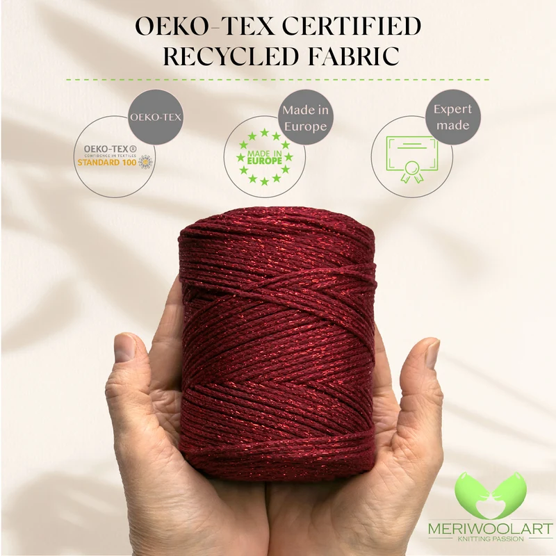 Burgundy Macramé Cotton Lurex 2mm 225m