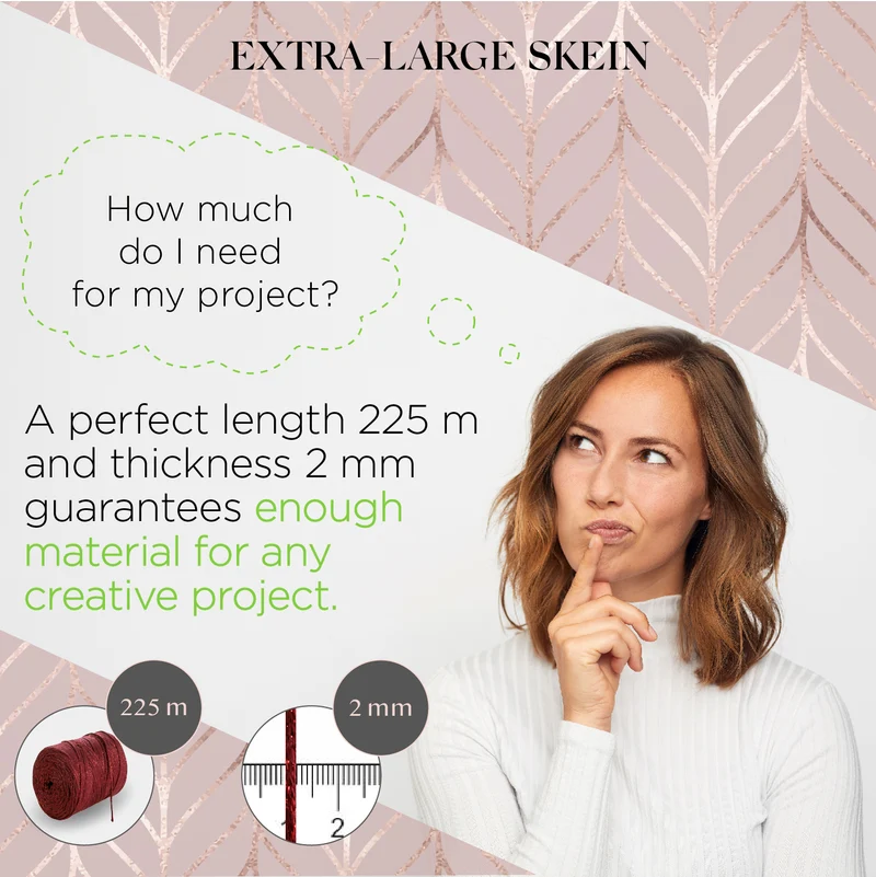 Burgundy Macramé Cotton Lurex 2mm 225m