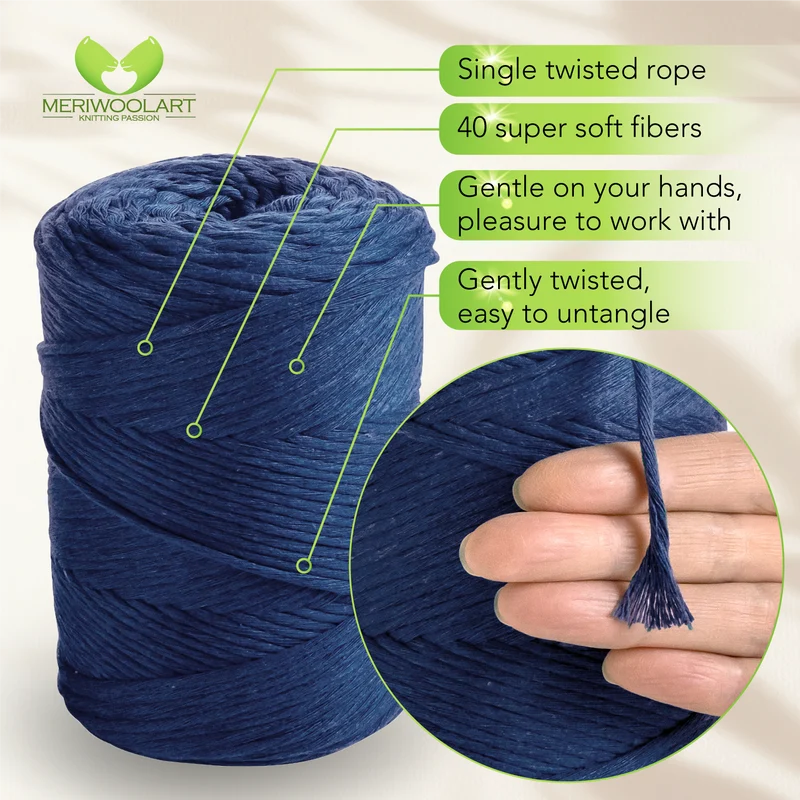 Dark Blue Single Twisted Macramé 3mm 200m