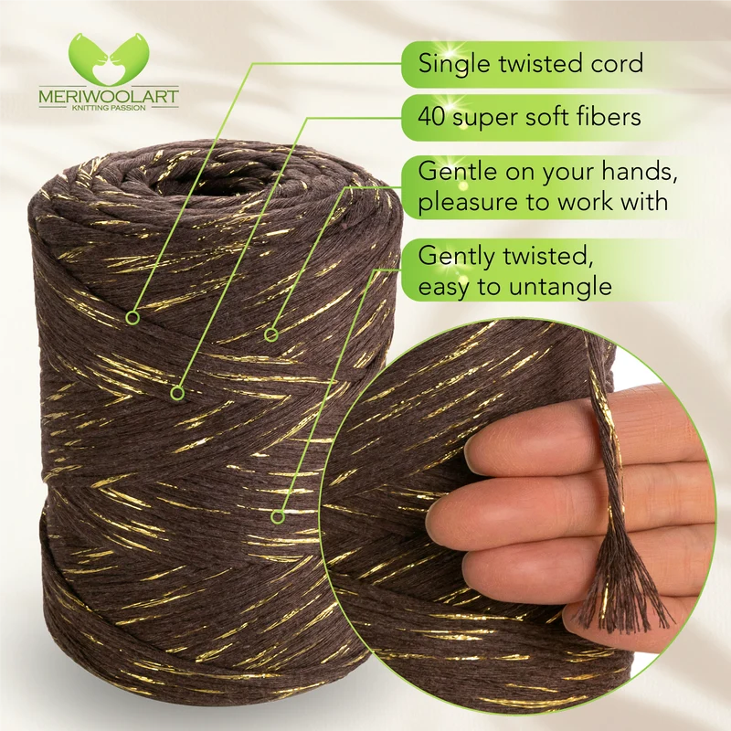 Brown Lurex Single Twisted Macramé 3mm 200m