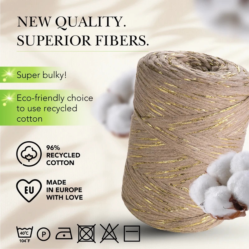 Dark Sand Lurex Single Twisted Macramé 3mm 200m