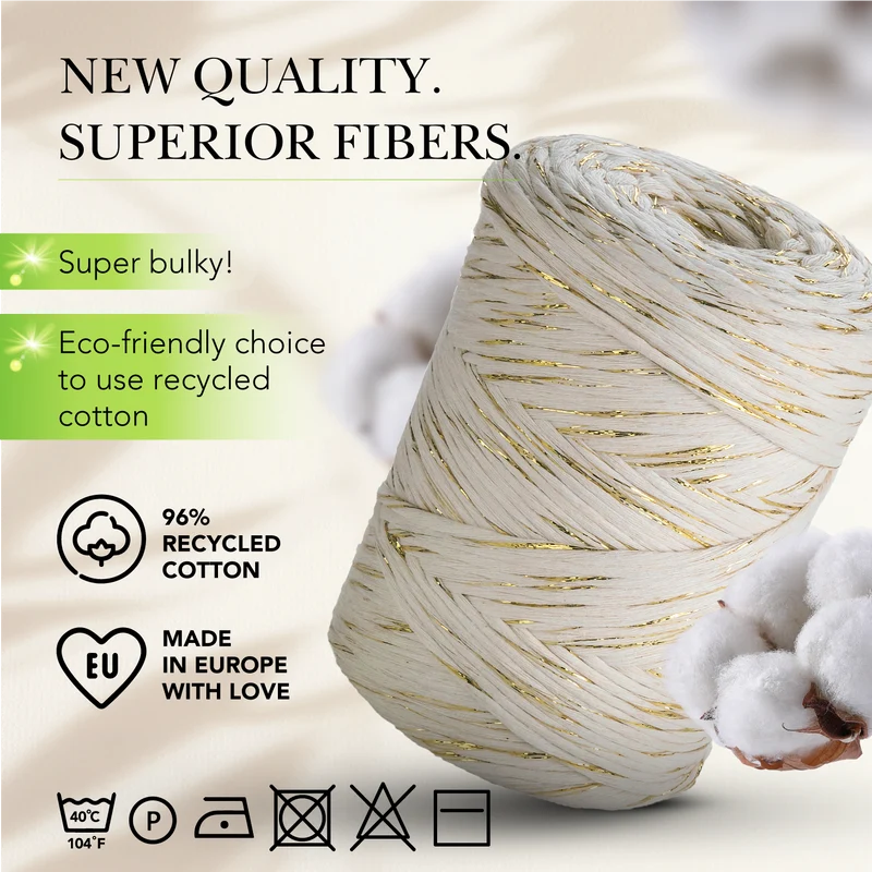 Natural Lurex Single Twisted Macramé 3mm 200m