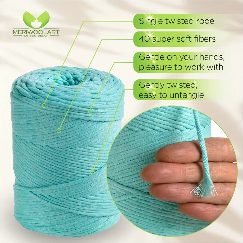 Azure Single Twisted Macramé 3mm 200m
