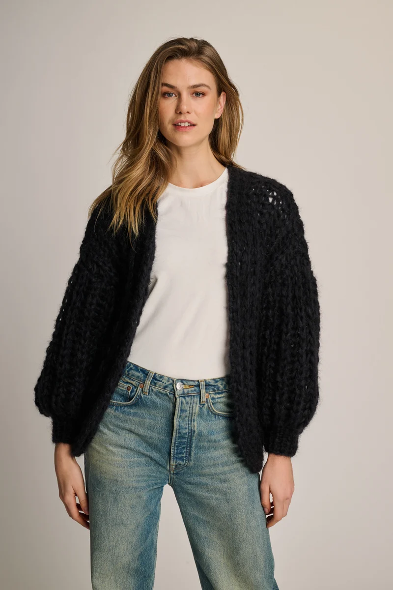 Audrey Cardigan Short Rib Black