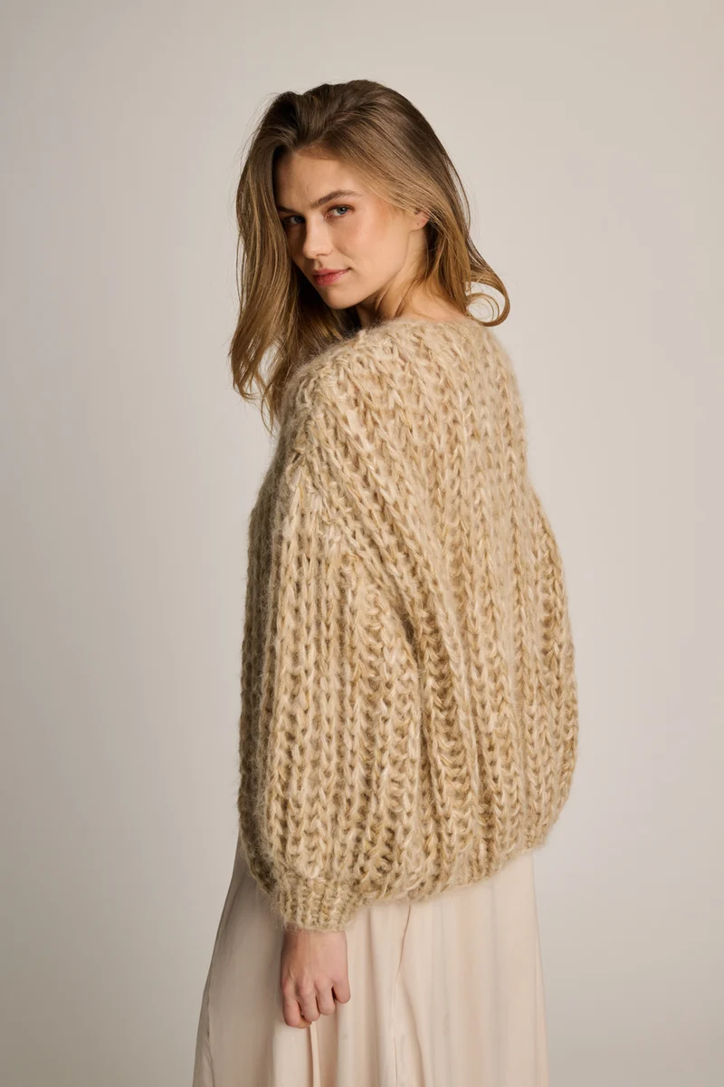 Audrey Cardigan Short Rib Sand Melange