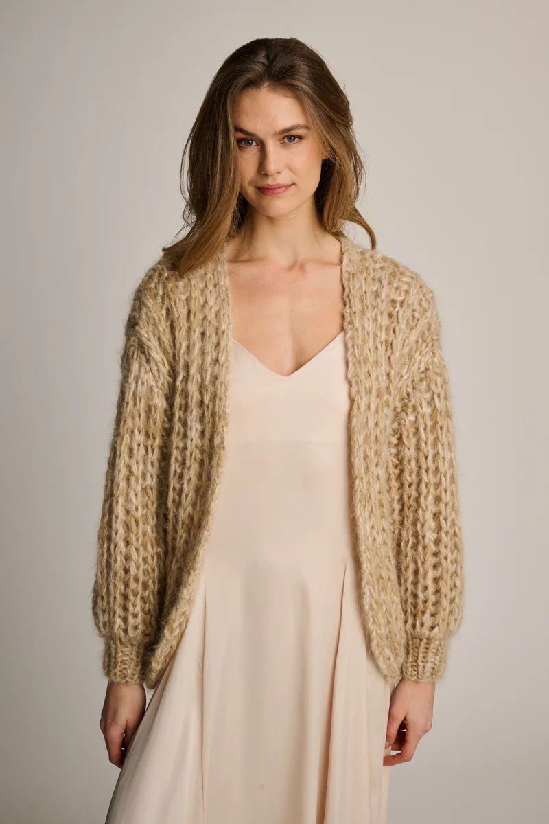Audrey Cardigan Short Rib Sand Melange