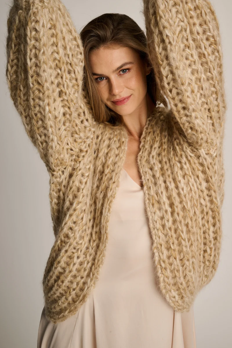 Audrey Cardigan Short Rib Sand Melange