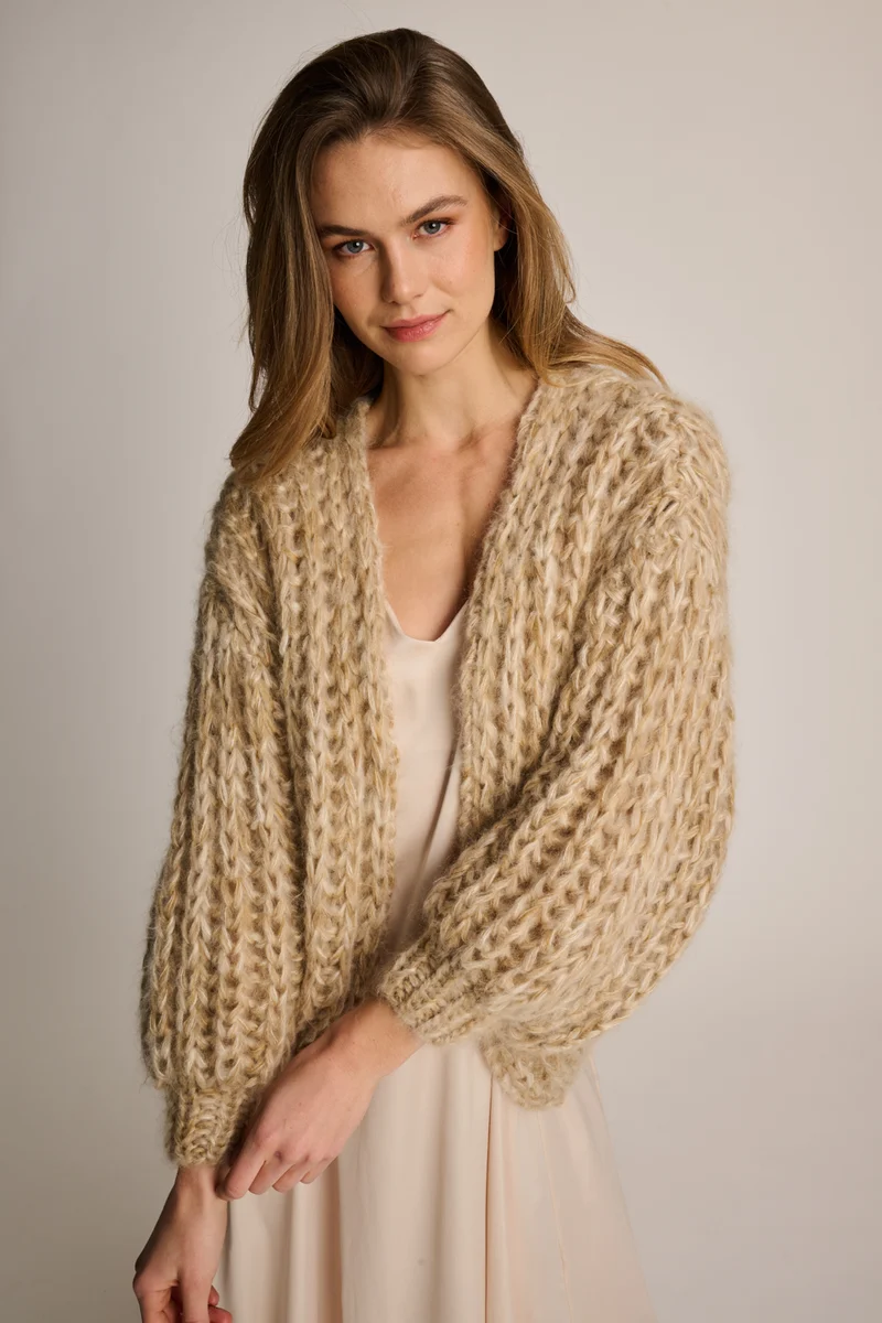 Audrey Cardigan Short Rib Sand Melange