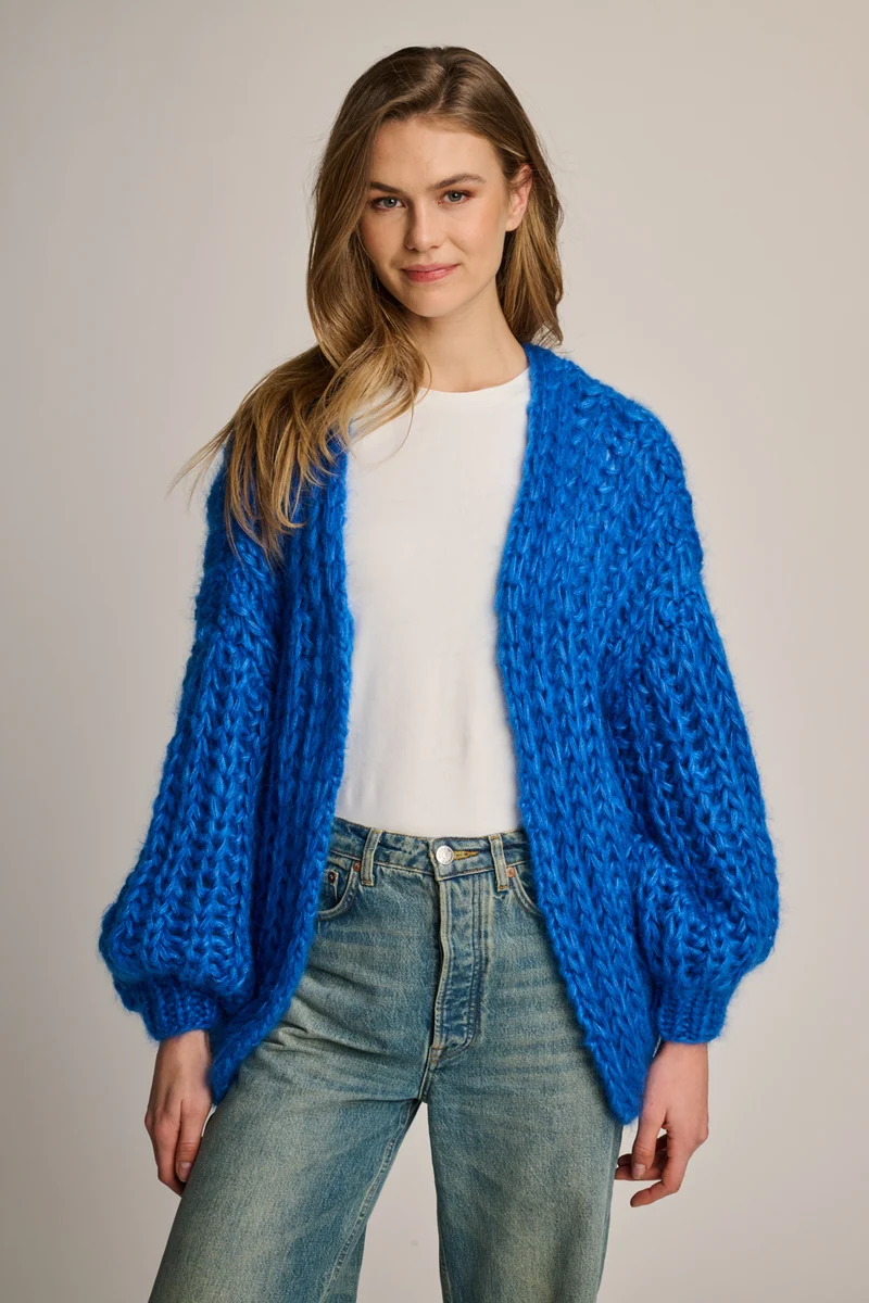 Audrey Cardigan Short Rib Cobalt