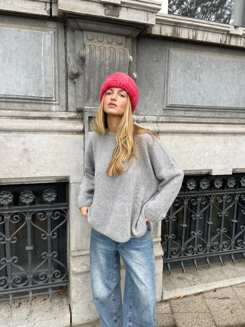 Mila Alpaca Beanie - Red/Blue