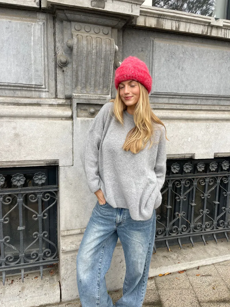 Mila Alpaca Beanie - Red/Blue