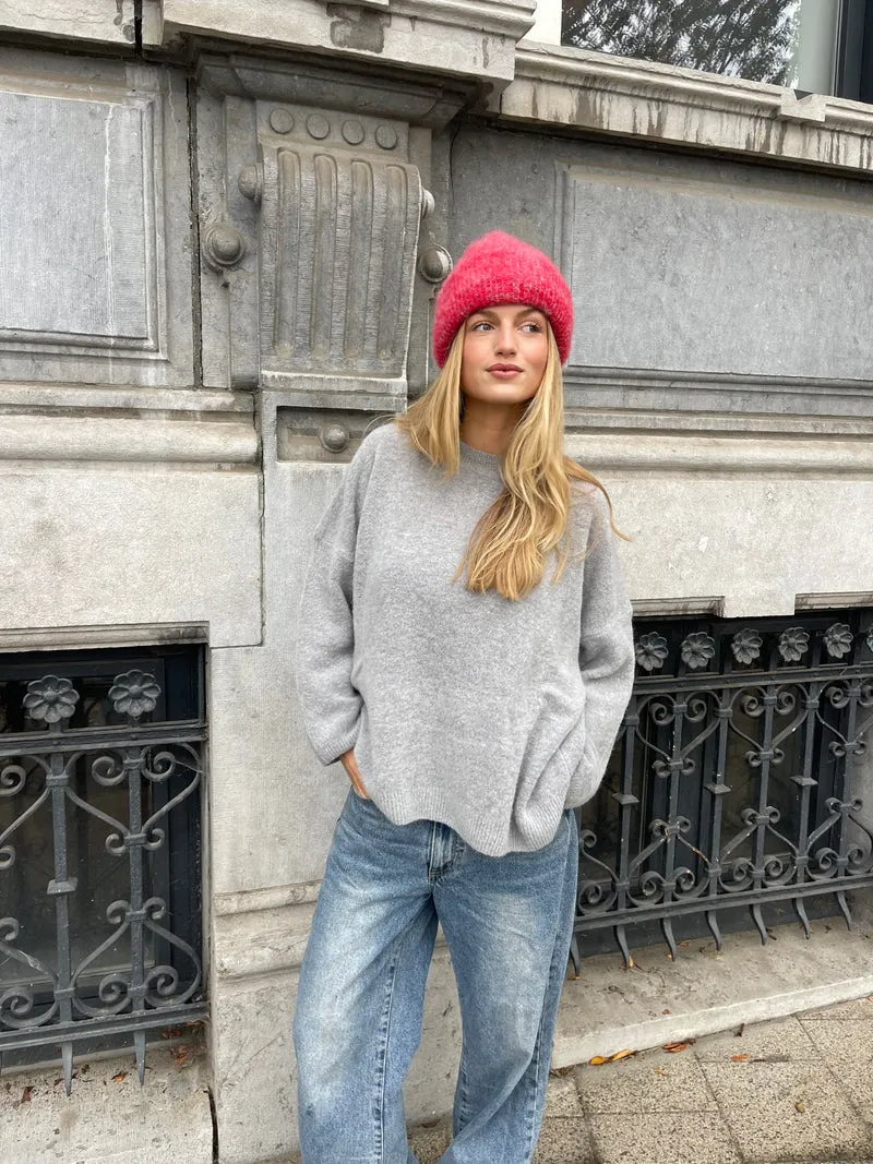 Mila Alpaca Beanie - Red/Blue