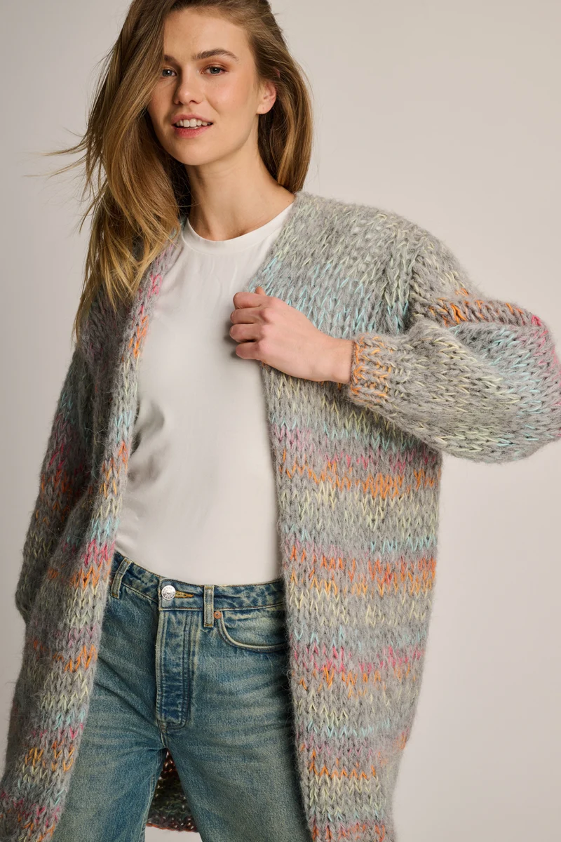 Celine Cardigan Long Grey Multi