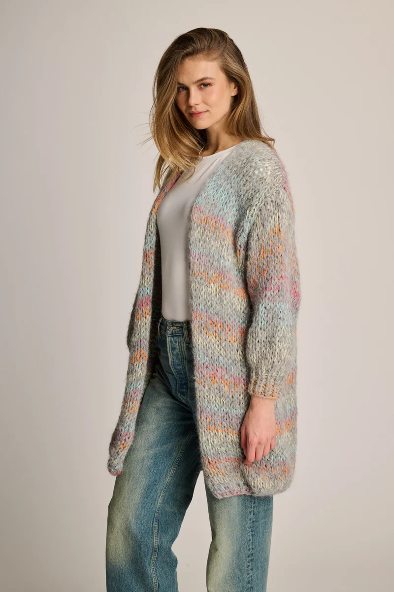 Celine Cardigan Long Grey Multi