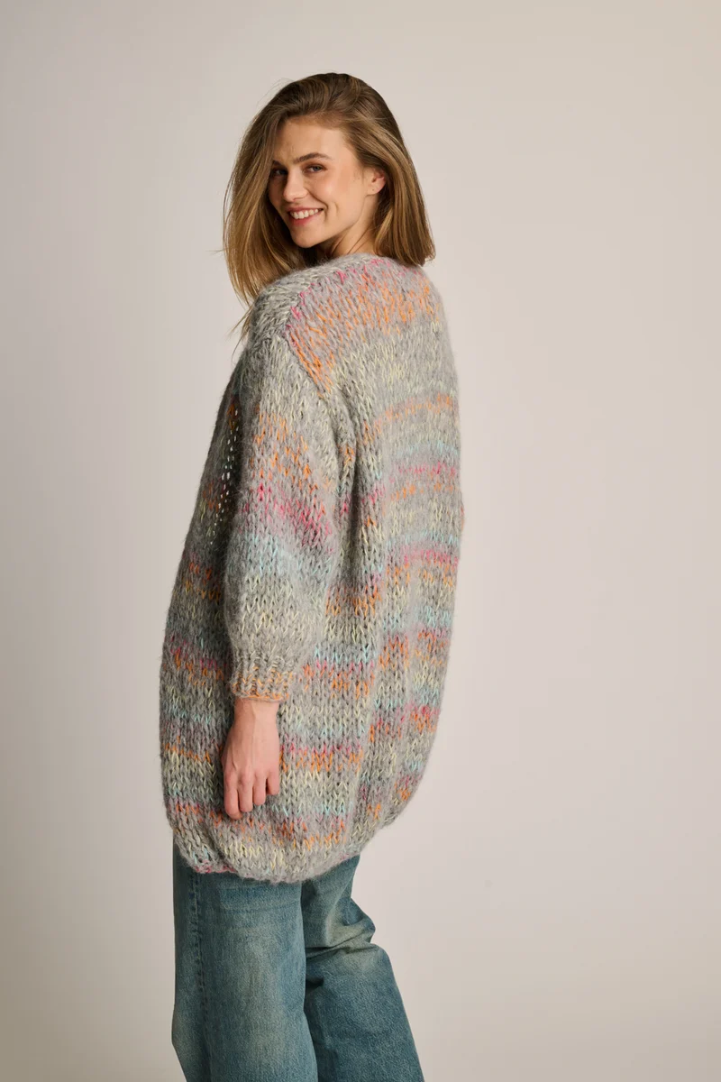 Celine Cardigan Long Grey Multi