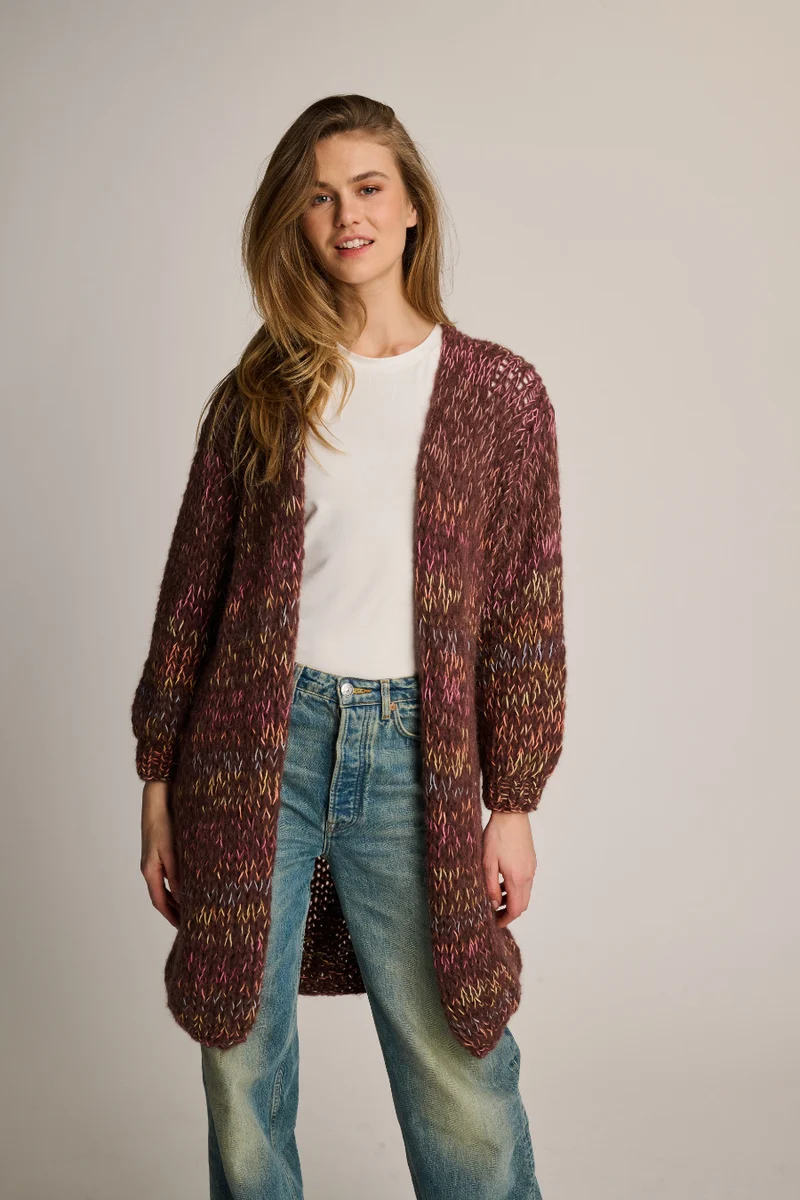 Celine Cardigan Long Brown Multi