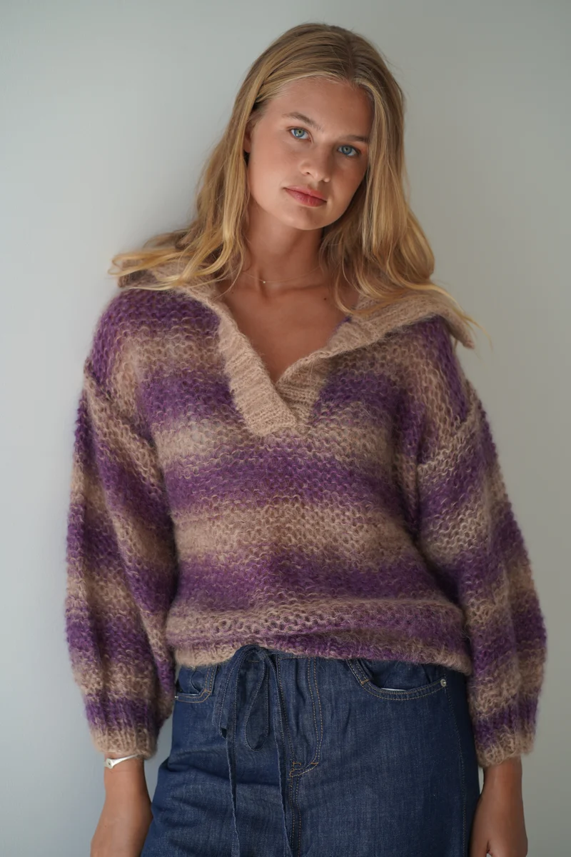 Luna Pullover - Purple/Beige