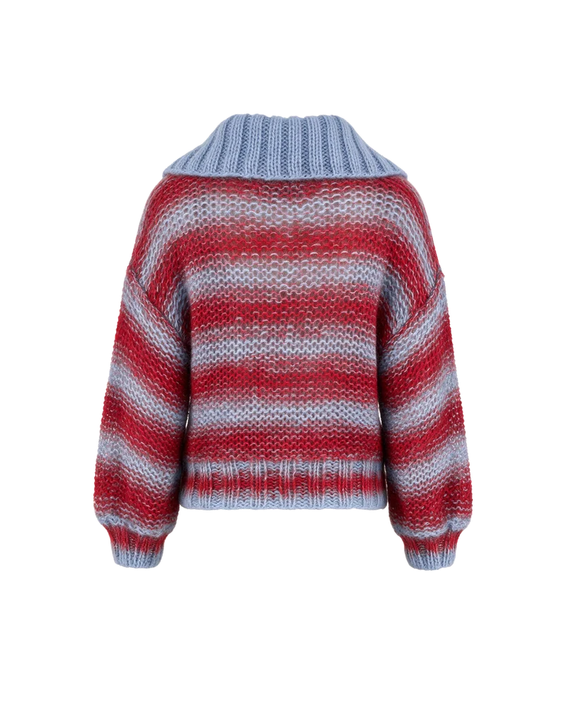 Luna Pullover - Red/Pastel blue