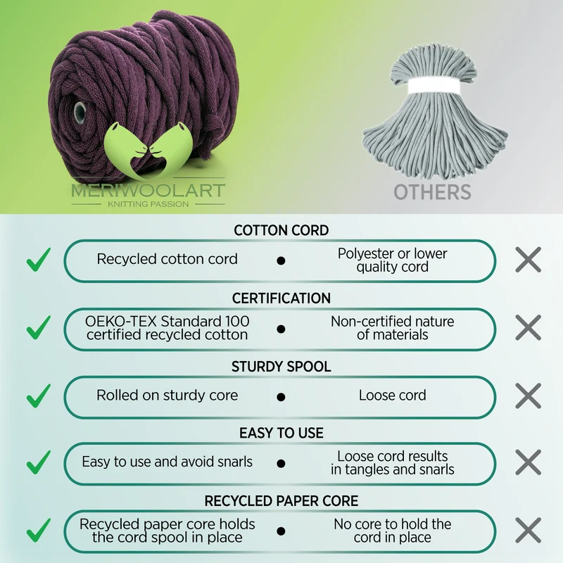 LILA RECYCLED COTTON CORD 10 MM, 60 M