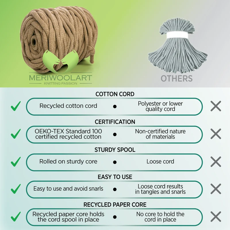 CARTON RECYCLED COTTON CORD 10 MM, 60 M