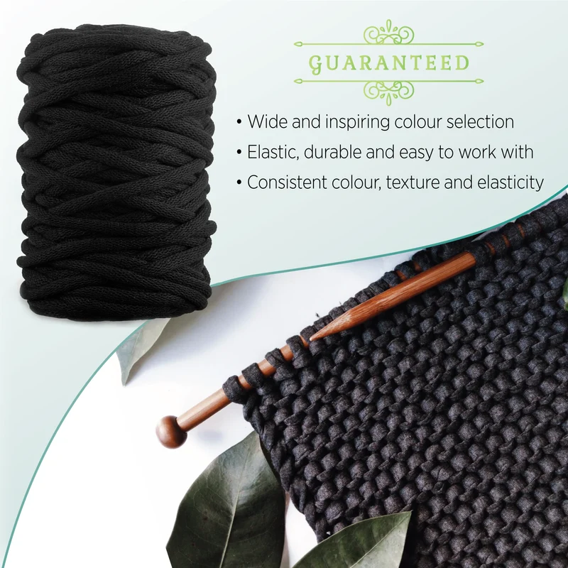 BLACK RECYCLED COTTON CORD 10 MM, 60 M