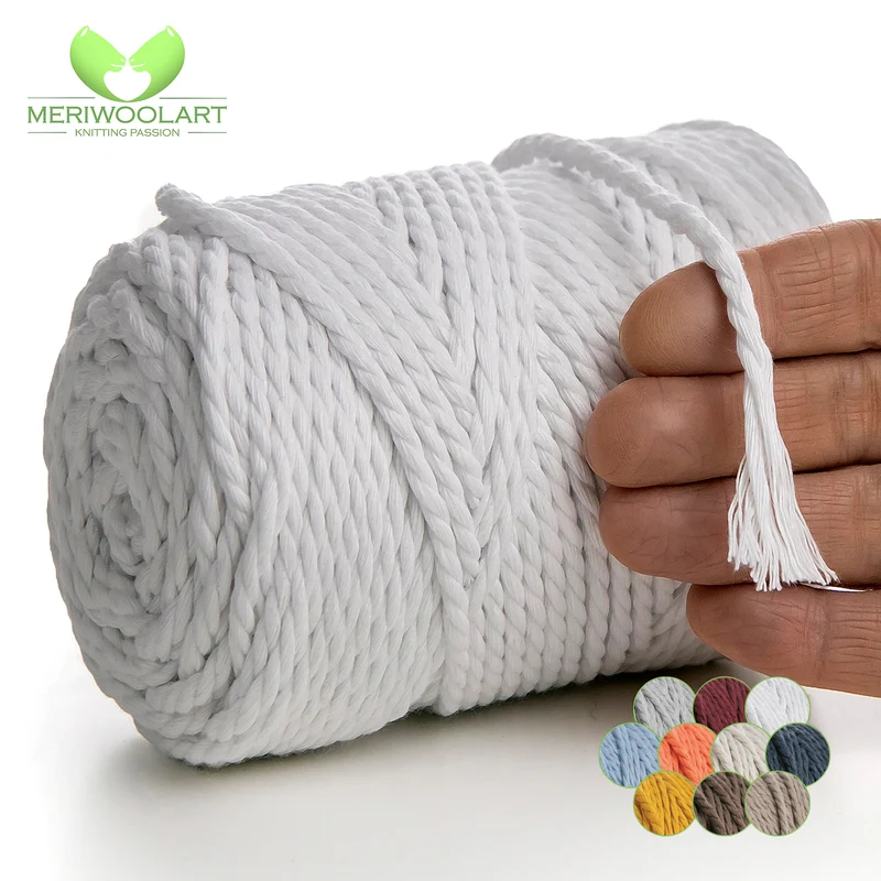 WHITE MACRAMÉ ROPE 4 MM, 75 M