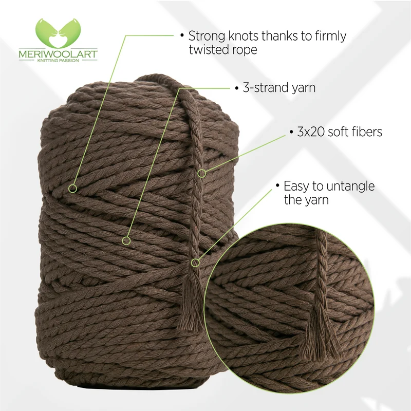 BROWN MACRAMÉ ROPE 4 MM, 75 M
