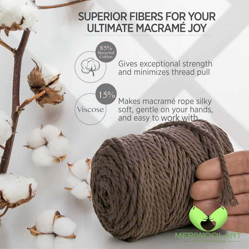 BROWN MACRAMÉ ROPE 4 MM, 75 M