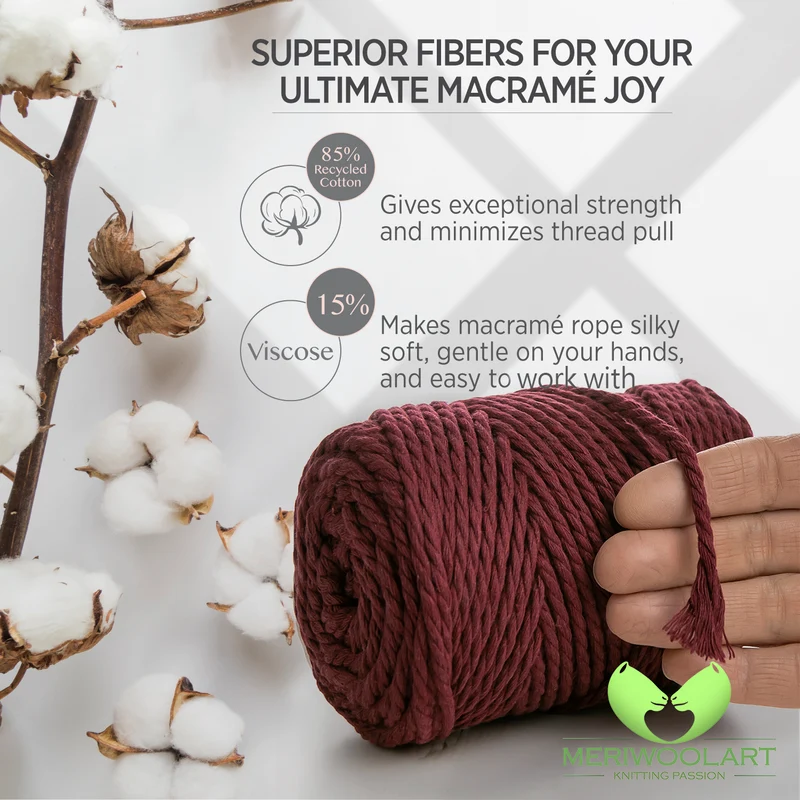 BURGUNDY MACRAMÉ ROPE 4 MM, 75 M