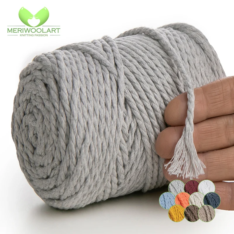 LIGHT GREY MACRAMÉ ROPE 4 MM, 75 M