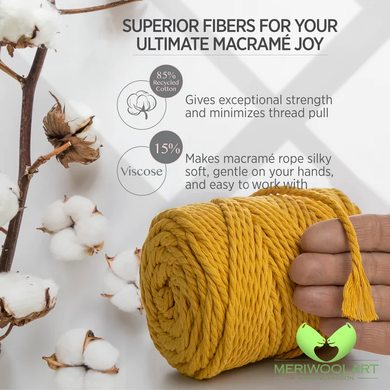 TOBACCO MACRAMÉ ROPE 4 MM, 75 M