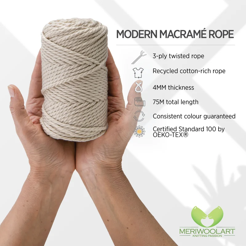 NATURAL MACRAMÉ ROPE 4 MM, 75 M
