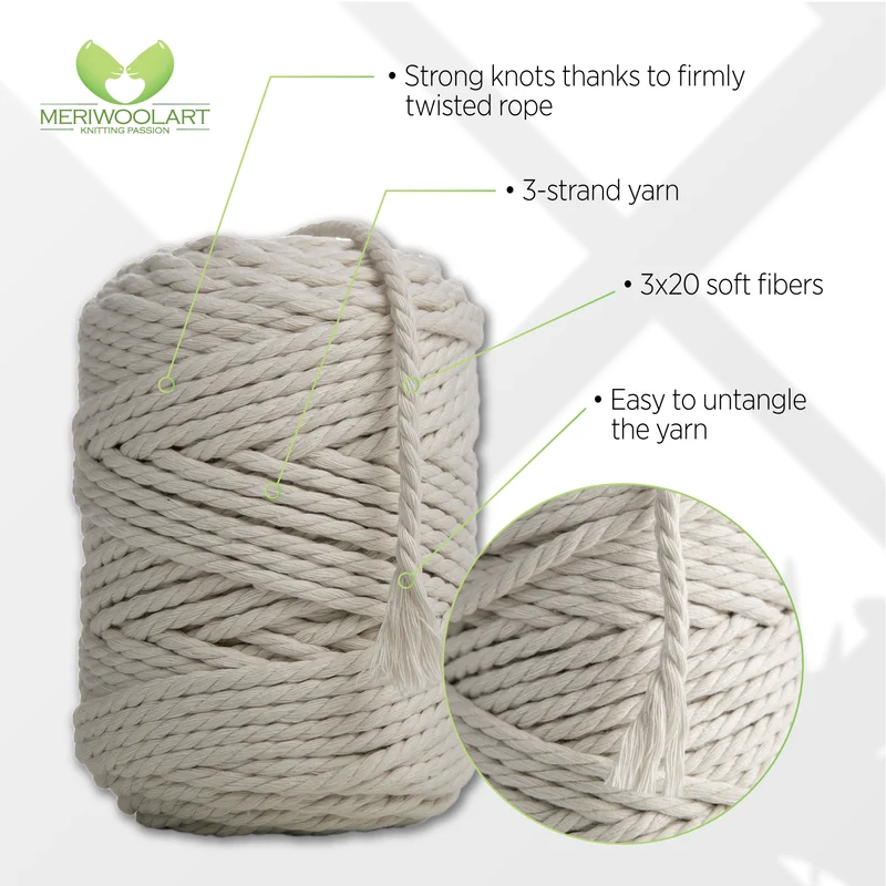 NATURAL MACRAMÉ ROPE 4 MM, 75 M